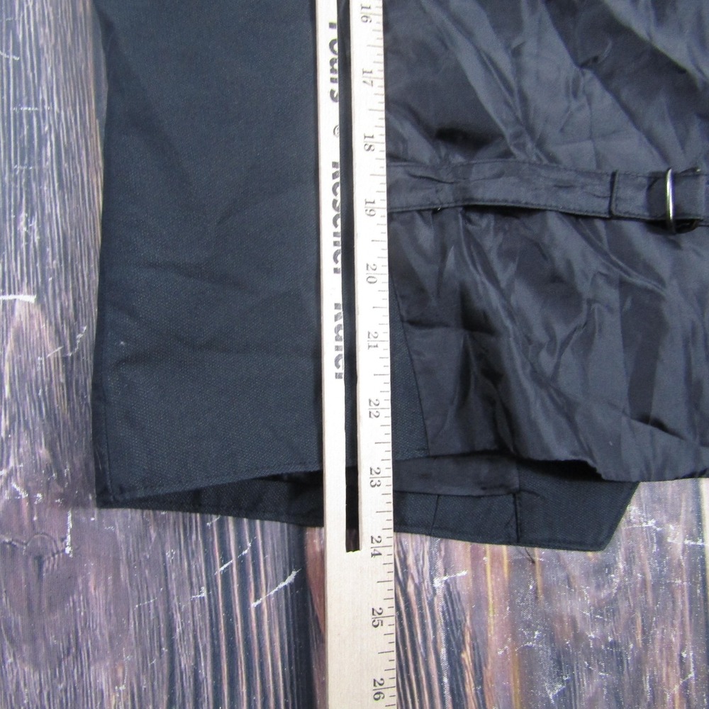 Suit Vest Structure Mens M Black Solid Cotton Polyester 2 Piece Belted Formal - Picture 6 of 6